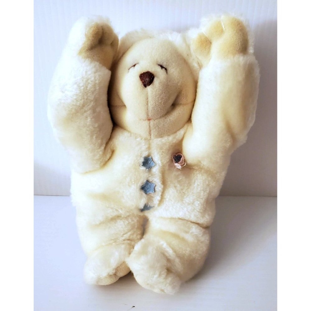RARE VINTAGE DAEKOR PLUSH STUFFED COLLECTIBLE TEDDY BEAR 9" CREAM 1983 KOREA